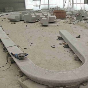 河南 芝麻白花岗岩弧形花坛石，坐凳石