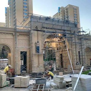 河南 黄金麻荔枝面花岗岩小区门楼外墙干挂