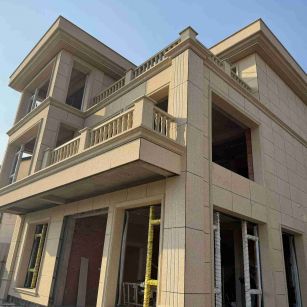 河南 黄金麻花岗岩石材荔枝面外墙干挂效果展示