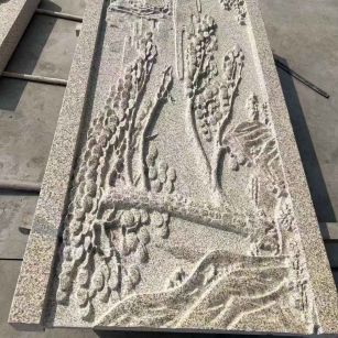 河南 黄金麻雕刻板浮雕迎客松