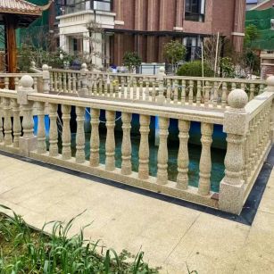 河南黄金麻花岗岩石材栏杆，扶手，将军柱，花瓶柱