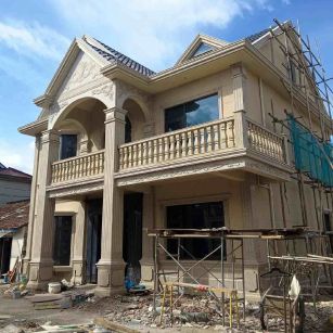 河南 黄金麻花岗岩石材私人别墅雕花门楼柱阳台栏杆