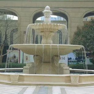 河南 黄金麻花岗岩异型加工——户外庭院石雕流水喷泉