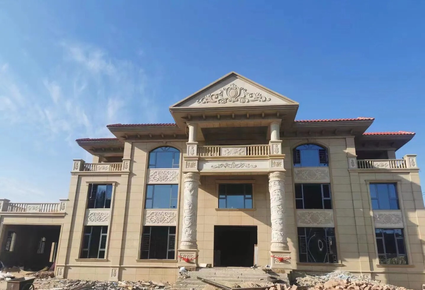 河南 黄金麻花岗岩别墅外墙干挂